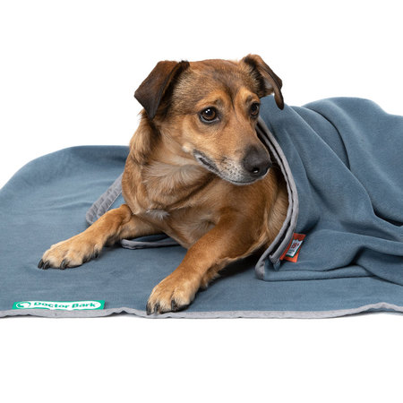 Doctor Bark zachte fleece deken blauw grijs