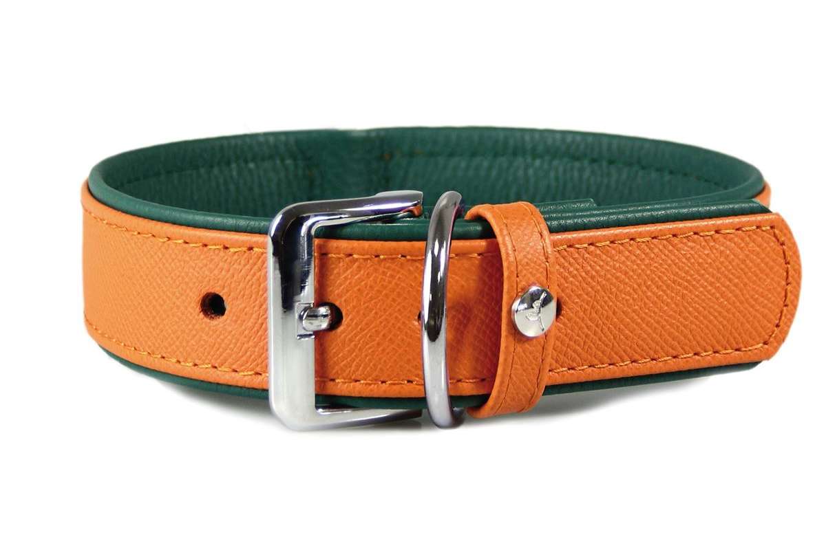 Das Lederband Halsband Firenze Orange / Forest