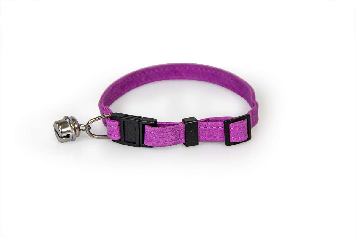 Das Lederband kattenhalsband met clicksluiting paars