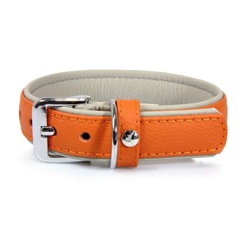 Das Lederband Amsterdam Halsband Oranje / Grijs